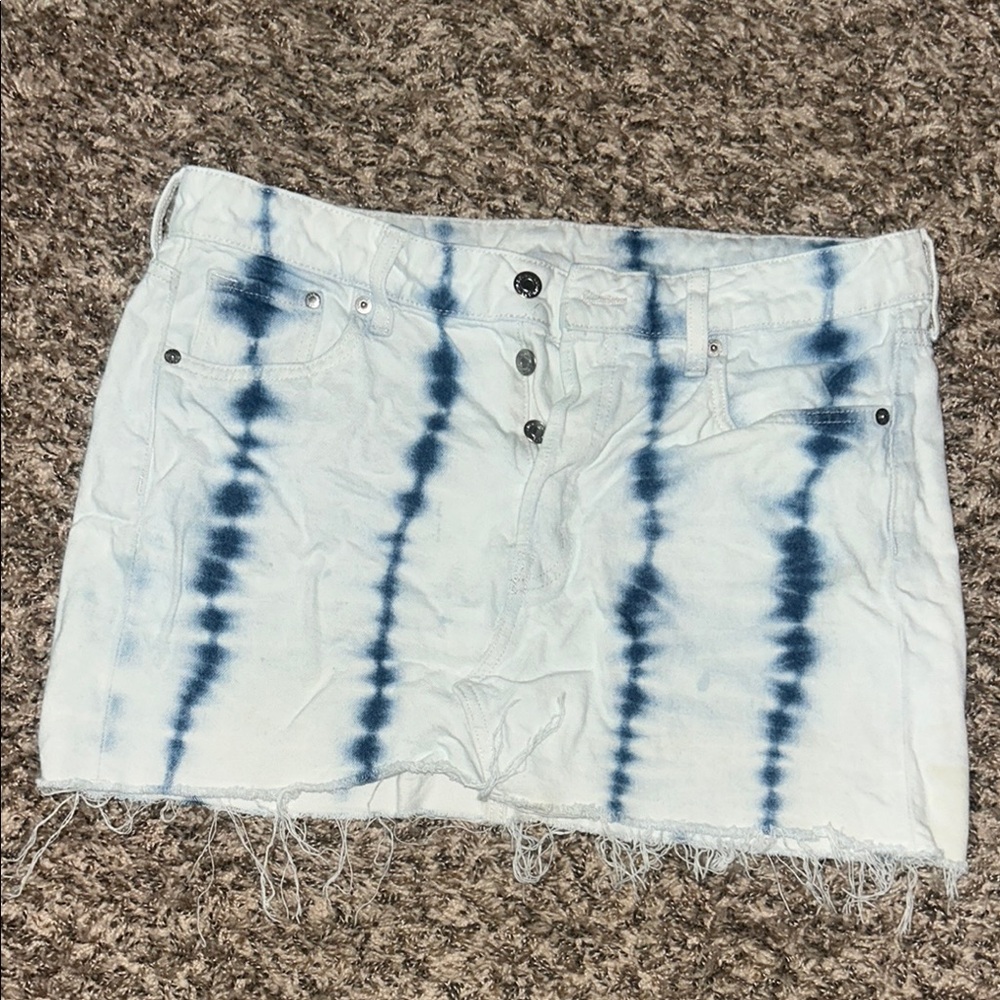 Tie-Dye Denim Mini Skirt